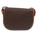 CELINE Macadam Canvas Shoulder Bag PVC Leather Brown Gold Auth BA12117-2