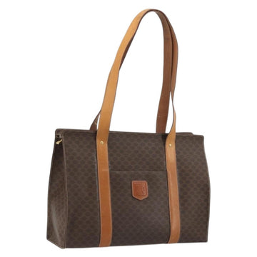 CELINE Macadam Canvas Tote Bag PVC Leather Brown Gold Auth BA12120