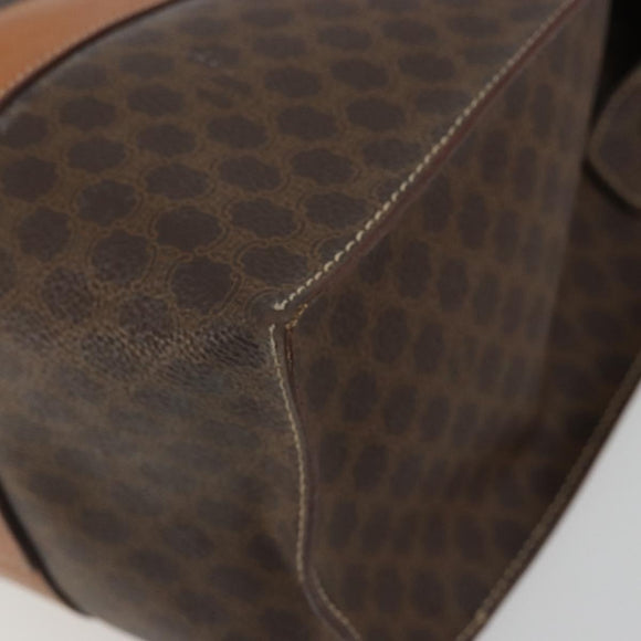 CELINE Macadam Canvas Tote Bag PVC Leather Brown Gold Auth BA12120