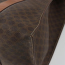CELINE Macadam Canvas Tote Bag PVC Leather Brown Gold Auth BA12120-15