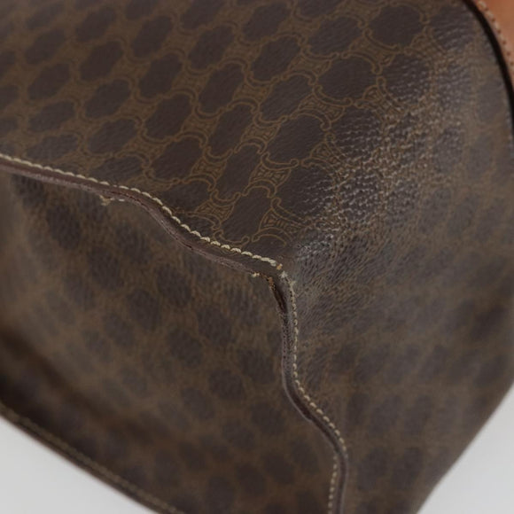 CELINE Macadam Canvas Tote Bag PVC Leather Brown Gold Auth BA12120