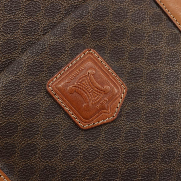CELINE Macadam Canvas Tote Bag PVC Leather Brown Gold Auth BA12120