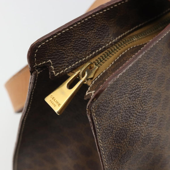 CELINE Macadam Canvas Tote Bag PVC Leather Brown Gold Auth BA12120