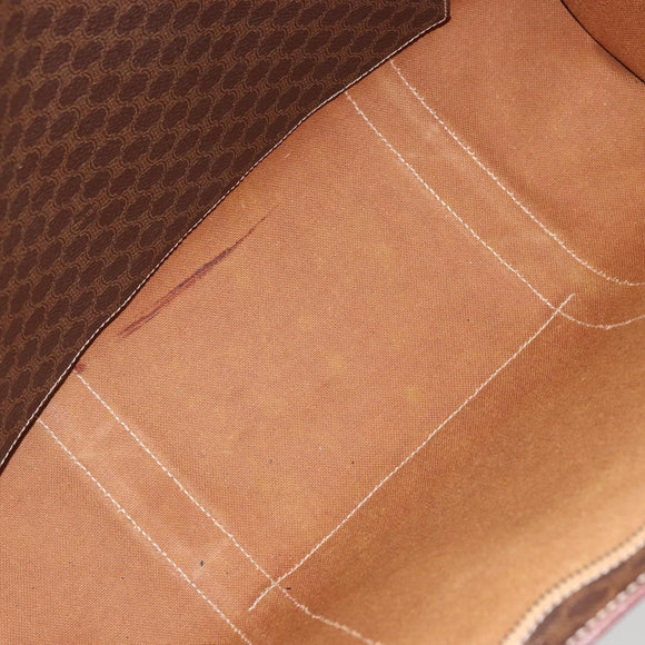 CELINE Macadam Canvas Tote Bag PVC Leather Brown Gold Auth BA12120