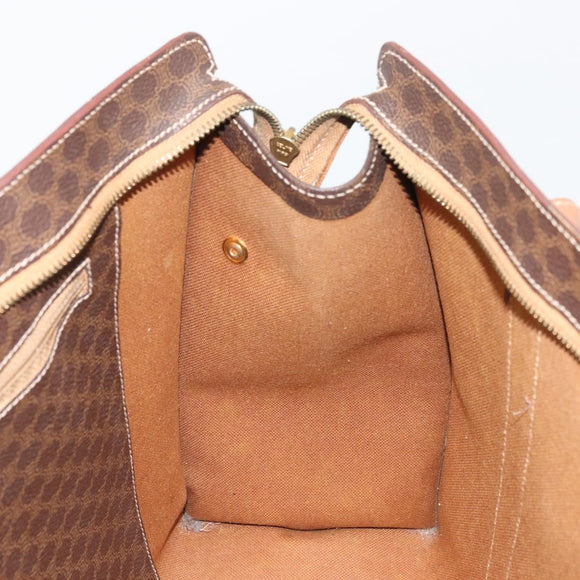 CELINE Macadam Canvas Tote Bag PVC Leather Brown Gold Auth BA12120