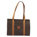CELINE Macadam Canvas Tote Bag PVC Leather Brown Gold Auth BA12120-13