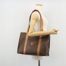 CELINE Macadam Canvas Tote Bag PVC Leather Brown Gold Auth BA12120-23