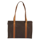 CELINE Macadam Canvas Tote Bag PVC Leather Brown Gold Auth BA12120-2