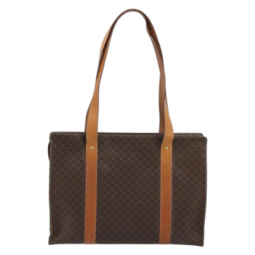 CELINE Macadam Canvas Tote Bag PVC Leather Brown Gold Auth BA12120 - 0