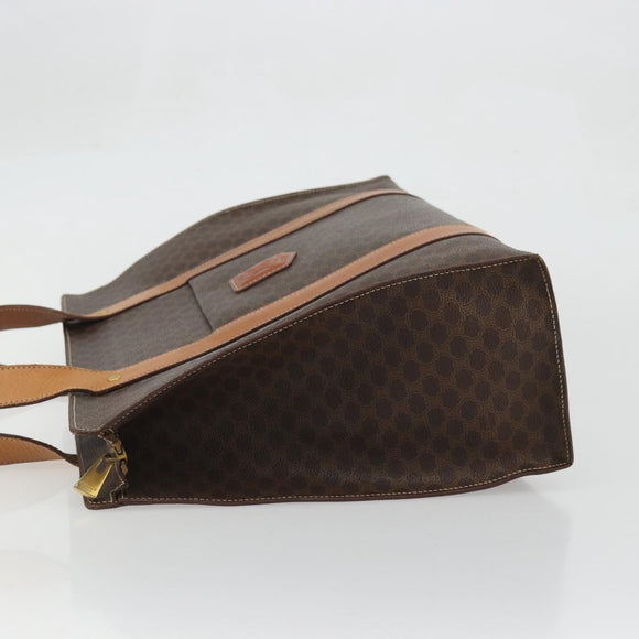 CELINE Macadam Canvas Tote Bag PVC Leather Brown Gold Auth BA12120