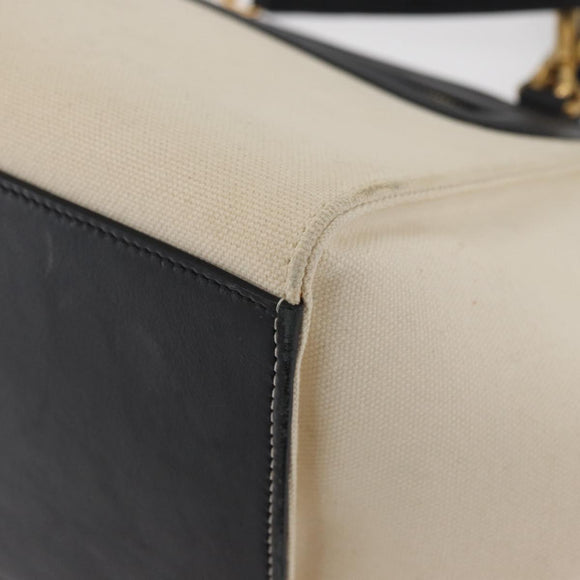 CELINE Trapeze Hand Bag Canvas Leather 2way Gold Beige Auth BA12121A