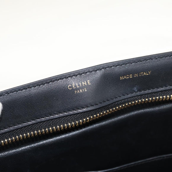 CELINE Trapeze Hand Bag Canvas Leather 2way Gold Beige Auth BA12121A
