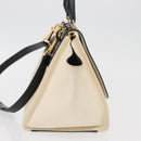 CELINE Trapeze Hand Bag Canvas Leather 2way Gold Beige Auth BA12121A-4