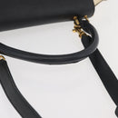 CELINE Trapeze Hand Bag Canvas Leather 2way Gold Beige Auth BA12121A-7