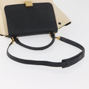 CELINE Trapeze Hand Bag Canvas Leather 2way Gold Beige Auth BA12121A-8