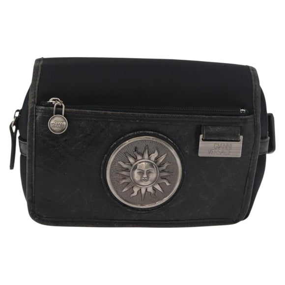Gianni Versace Waist bag Nylon Black Silver Auth BA12122A