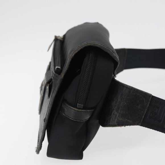 Gianni Versace Waist bag Nylon Black Silver Auth BA12122A