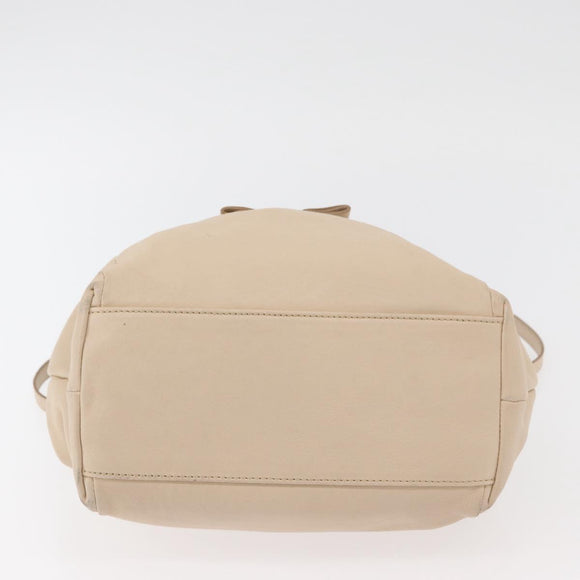 Salvatore Ferragamo Vala Hand Bag Leather 2way Ivory Gold Auth BA12126A
