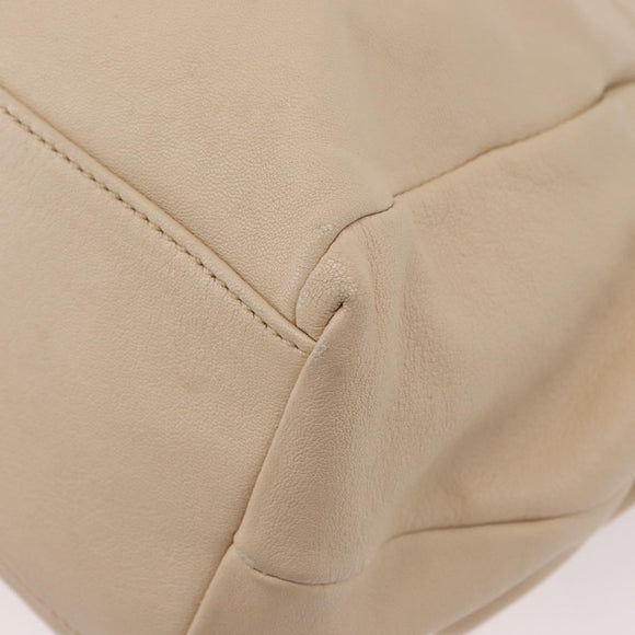 Salvatore Ferragamo Vala Hand Bag Leather 2way Ivory Gold Auth BA12126A