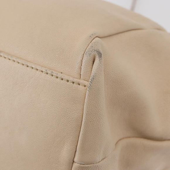 Salvatore Ferragamo Vala Hand Bag Leather 2way Ivory Gold Auth BA12126A