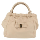 Salvatore Ferragamo Vala Hand Bag Leather 2way Ivory Gold Auth BA12126A-13