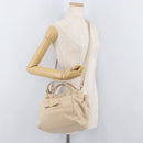 Salvatore Ferragamo Vala Hand Bag Leather 2way Ivory Gold Auth BA12126A-29