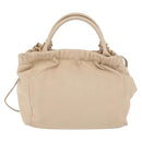 Salvatore Ferragamo Vala Hand Bag Leather 2way Ivory Gold Auth BA12126A-2