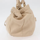 Salvatore Ferragamo Vala Hand Bag Leather 2way Ivory Gold Auth BA12126A-4