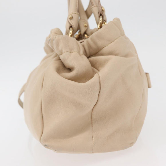 Salvatore Ferragamo Vala Hand Bag Leather 2way Ivory Gold Auth BA12126A