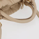 Salvatore Ferragamo Vala Hand Bag Leather 2way Ivory Gold Auth BA12126A-7