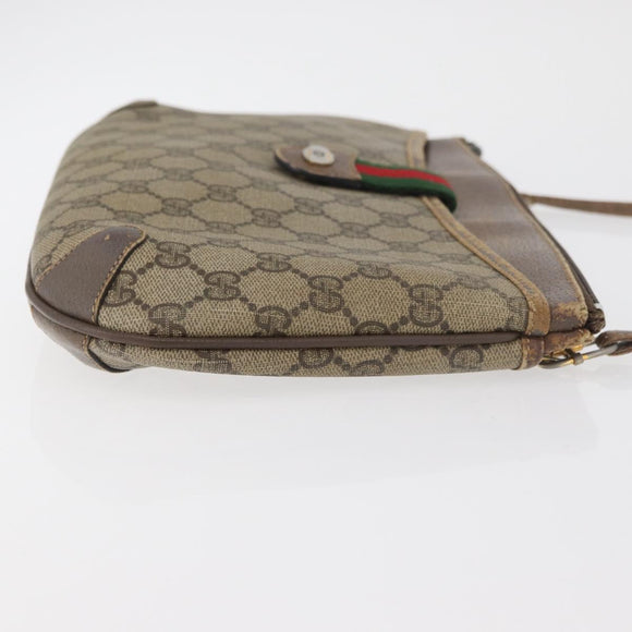 GUCCI GG Supreme Web Sherry Line Bag PVC Beige Gold Red 904 02 026 Auth BA12127