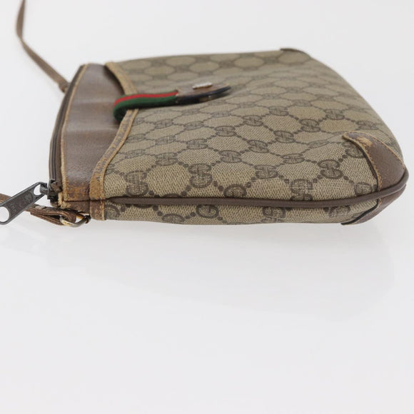 GUCCI GG Supreme Web Sherry Line Bag PVC Beige Gold Red 904 02 026 Auth BA12127