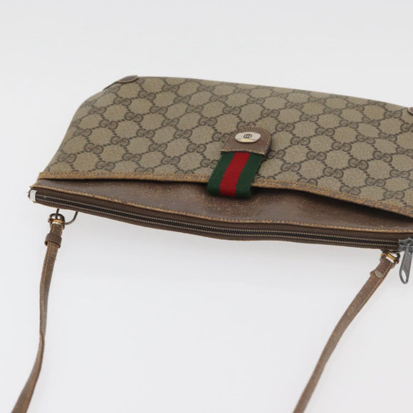 GUCCI GG Supreme Web Sherry Line Bag PVC Beige Gold Red 904 02 026 Auth BA12127