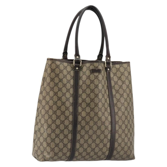 GUCCI GG Supreme Tote Bag PVC Beige Gold 223668 Auth BA12128