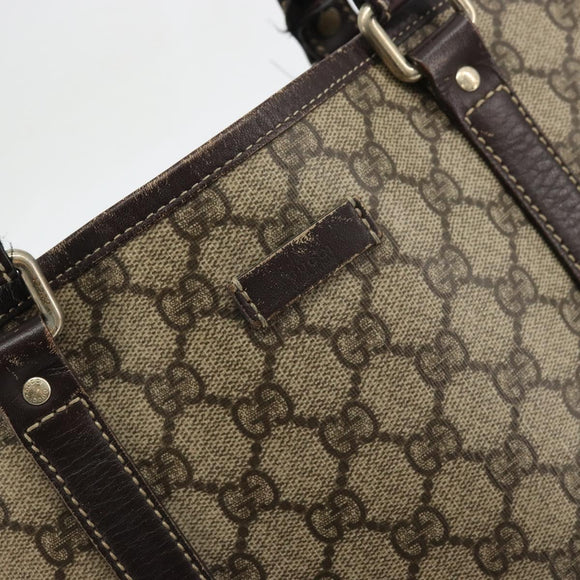 GUCCI GG Supreme Tote Bag PVC Beige Gold 223668 Auth BA12128