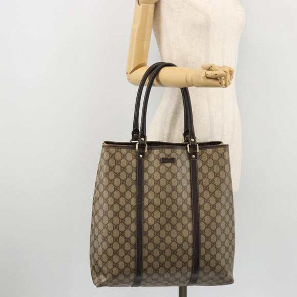GUCCI GG Supreme Tote Bag PVC Beige Gold 223668 Auth BA12128