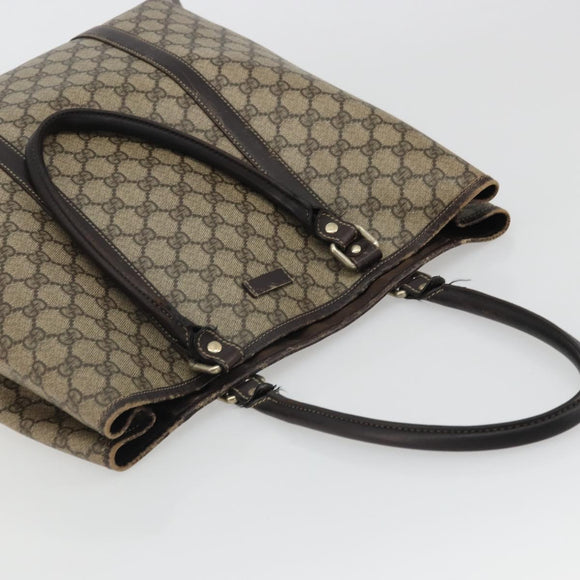GUCCI GG Supreme Tote Bag PVC Beige Gold 223668 Auth BA12128