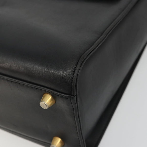 Gianni Versace Hand Bag Leather Black Gold Auth BA12129A