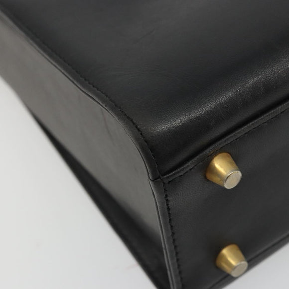 Gianni Versace Hand Bag Leather Black Gold Auth BA12129A