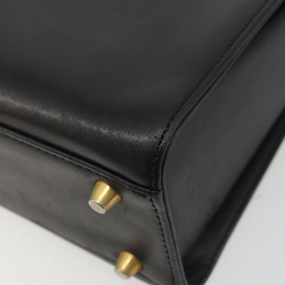 Gianni Versace Hand Bag Leather Black Gold Auth BA12129A