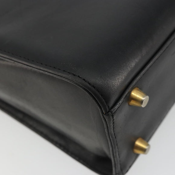 Gianni Versace Hand Bag Leather Black Gold Auth BA12129A