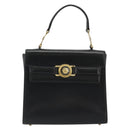 Gianni Versace Hand Bag Leather Black Gold Auth BA12129A-13