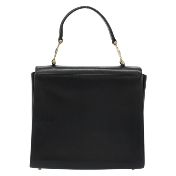 Gianni Versace Hand Bag Leather Black Gold Auth BA12129A