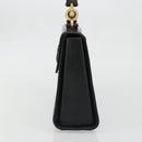 Gianni Versace Hand Bag Leather Black Gold Auth BA12129A-3