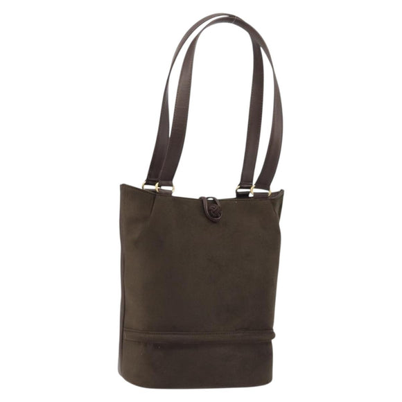 Burberrys Tote Bag Leather Brown Gold Auth BA12130A