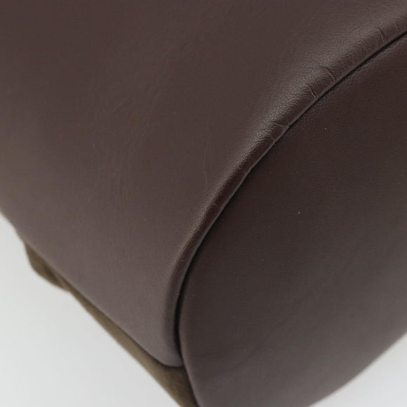Burberrys Tote Bag Leather Brown Gold Auth BA12130A