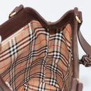 Burberrys Tote Bag Leather Brown Gold Auth BA12130A-16