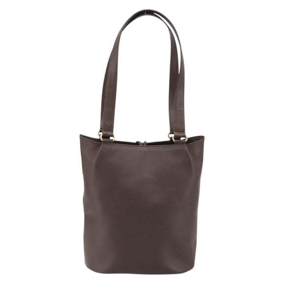 Burberrys Tote Bag Leather Brown Gold Auth BA12130A