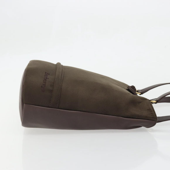 Burberrys Tote Bag Leather Brown Gold Auth BA12130A