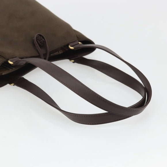 Burberrys Tote Bag Leather Brown Gold Auth BA12130A